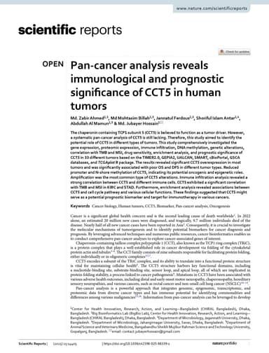 Pan-cancer analysis reveals immunological and prognostic significance of CCT5 in human tumors pg 1