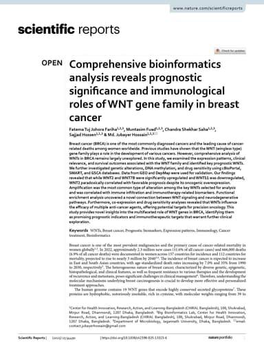 Comprehensive bioinformatics analysis reveals prognostic significance and immunological roles of WNT gene family in breast cancer pg 1